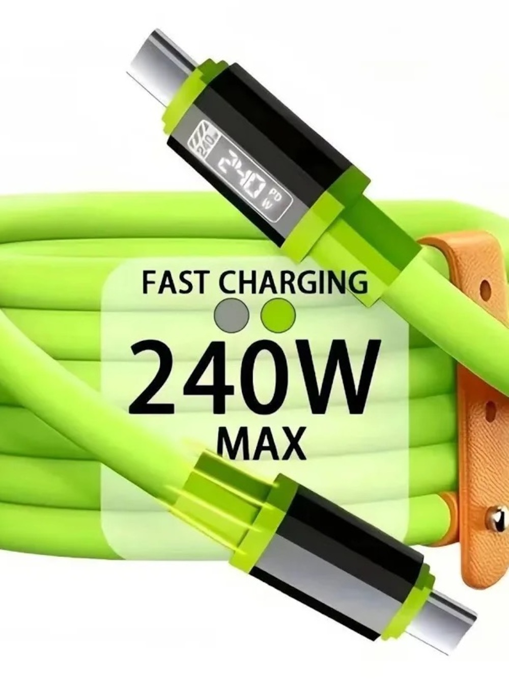 240W Fast Charging Neon Green USB-C Cable